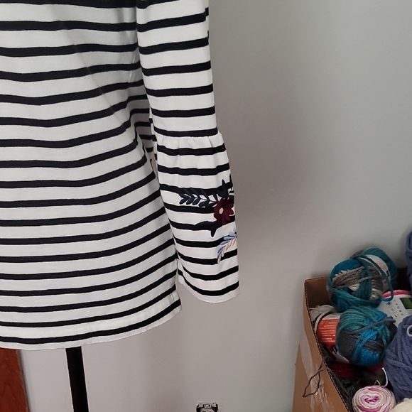 J. Crew Striped Top with Floral Embroidery - Picture 4 of 9